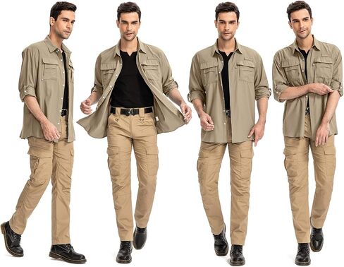 Anteef Mens Safari Shirts Long Sleeve UV Protection Hiking Fishing UPF 50+ Quick Dry Camping Travel Shirts in Saudi Arabia