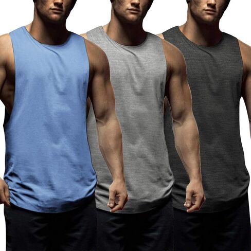COOFANDY Men's 3 Pack Workout Tank Tops Sleeveless Gym Shirts Bodybuilding Fitness Muscle Tee Shirts in Kuwait