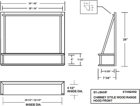Castlewood Shaker Style Range Hood Front (H 24" | W 30" | D 7-1/4") with Ventilator/Liner - Maple (No Ventilator/Liner) in Kuwait