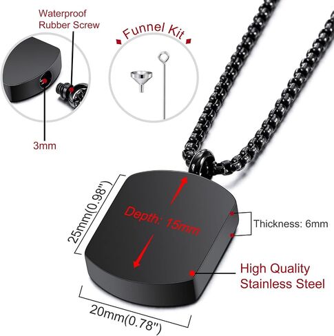 INBLUE Personalized Cremation Urn Necklace for Ashes Custom Photo/Text/Date Cremation Jewelry Personalized Gifts for Men Women Dog Memorial Gifts Stainless Steel Pendant in Saudi Arabia