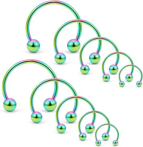 SCERRING 10 قطعة 20 جرام من الفولاذ المقاوم للصدأ حدوة الحصان الحاجز الدائري حلقات الأنف هوب اللولب Daith الغضروف الزنمة أقراط الحاجب هيئة ثقب المجوهرات 6-14 مللي متر in Kuwait