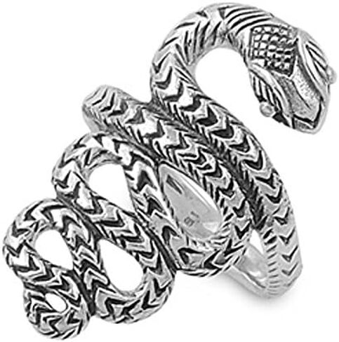 Viper Snake Ring, Sterling Silver 925, Serpent Animal Wrap, with Free Jewelry Gift Box in Saudi Arabia