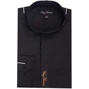 Viviz Forancci Men's Regular Fit Long Sleeve Banded Collar Solid Dress Shirt AC201 in Saudi Arabia