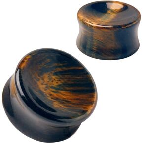 Natural Concave Blue Tiger Eye Stone Saddle Plug in Saudi Arabia