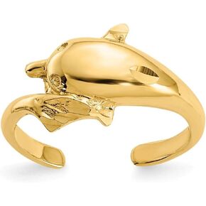 Million Charms 14k Yellow Gold Polished and Diamond-cut Dolphin Toe Ring in Saudi Arabia