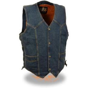 Milwaukee - Men's 100% Cotton Side Lace Blue Denim Vest in Saudi Arabia