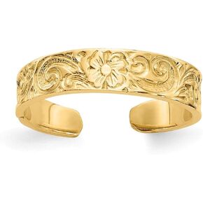 Million Charms 14k Yellow Gold Flower/Scroll Toe Ring in Saudi Arabia