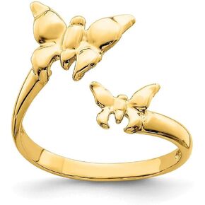Million Charms 14k Yellow Gold Polished Butterfly Toe Ring in Kuwait