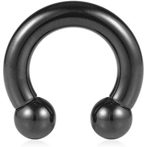 vcmart Internally Threaded Black Circular Barbells Horseshoe 00G-0G-2G-4G-6G-8G-10G-12G 12mm/16mm/19mm 316L Surgical Steel Pierced Body Jewelry Sold Individually in Saudi Arabia
