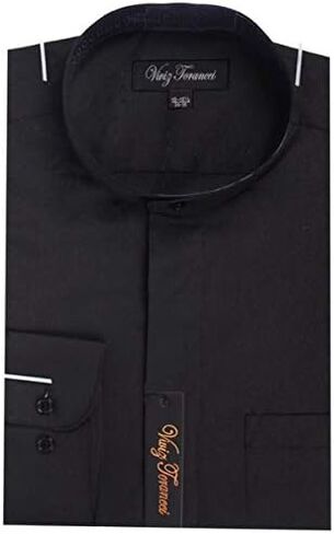 Viviz Forancci Men's Regular Fit Long Sleeve Banded Collar Solid Dress Shirt AC201 in Kuwait