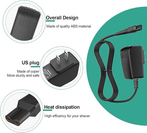 15V 0.36A Shaver Charger Cord Fit for Philips Norelco HQ8505 7000 5000 3000 9000 Series Electric Shaver Razor,Aquatec,Arcitec,Multigroom Beard Trimmer,Replacement Power Cord Adapter Supply for HQ8505 in Kuwait