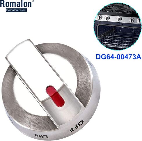 DG64-00473A مقبض التحكم في الموقد مع حلقة معدنية معززة لمجموعة فرن الغاز مقبض NX58F5700WS NX58H5600SS NX58H5650WS NX58J7750SS NX58M6850SS NX58K7850SS من Romalon (5 عبوات) in Saudi Arabia