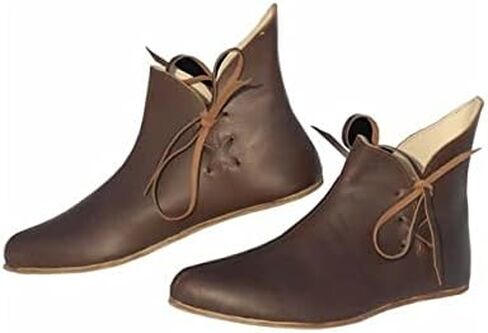 Medieval Leather boots, natural leather brown handmade historical shoes, viking etno boots. in Kuwait