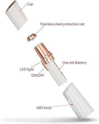 LA Beauty™ Hair Remover for Face, Women Facial Hair Trimmer, Great for Peach Fuzz, Chin, Upper Lip Hair, Ideal Gift for Women, Battery Included with Built-in LED Light (White)) in Saudi Arabia