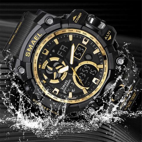 Military Men's Sports Analog Quartz Watch Dual Display Alarm Digital Watches with LED Backlight in Kuwait