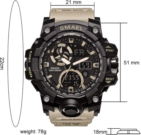 Military Men's Sports Analog Quartz Watch Dual Display Alarm Digital Watches with LED Backlight in Kuwait