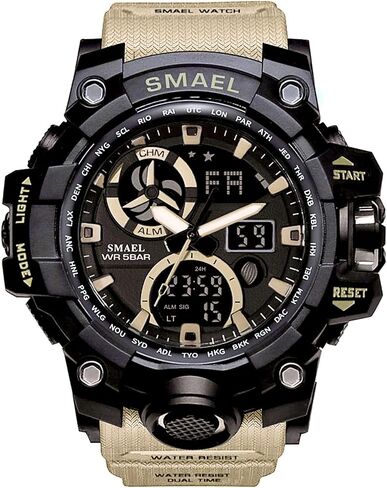Military Men's Sports Analog Quartz Watch Dual Display Alarm Digital Watches with LED Backlight in Kuwait