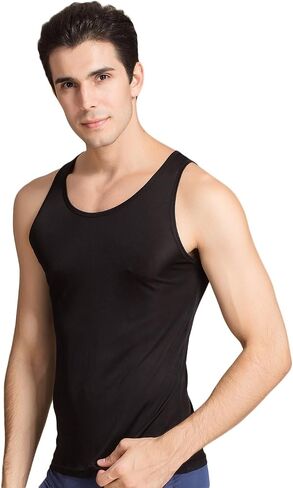 CLC Men's Mulberry Silk Camisole Sleeveless Shirt Tank Tops Knit Fabric in Kuwait