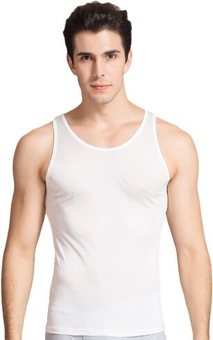 CLC Men's Mulberry Silk Camisole Sleeveless Shirt Tank Tops Knit Fabric in Kuwait