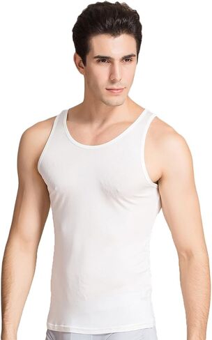 CLC Men's Mulberry Silk Camisole Sleeveless Shirt Tank Tops Knit Fabric in Kuwait
