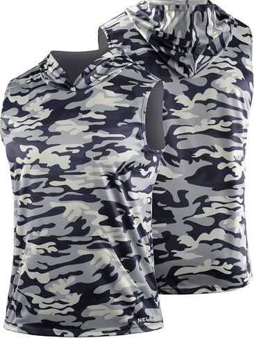 Neleus Men's Running Tank Tops 3 Pack Sleeveless Workout Athletic Shirts with Hoods in Kuwait