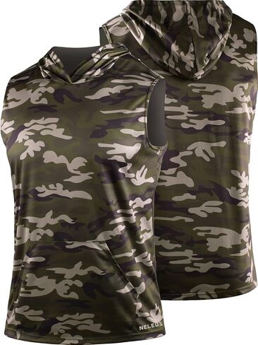 Neleus Men's Running Tank Tops 3 Pack Sleeveless Workout Athletic Shirts with Hoods in Kuwait