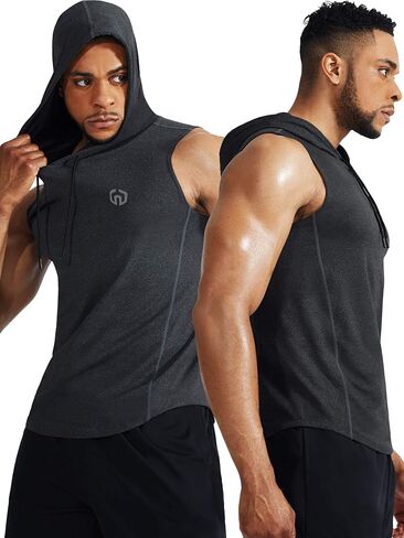 Neleus Men's Running Tank Tops 3 Pack Sleeveless Workout Athletic Shirts with Hoods in Kuwait