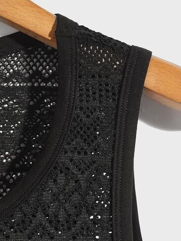 WDIRARA Men's Mesh See Through Sleeveless Tank Top Sheer Round Neck Tops in Saudi Arabia