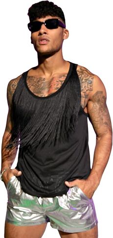 WDIRARA Men's Mesh See Through Sleeveless Tank Top Sheer Round Neck Tops in Saudi Arabia