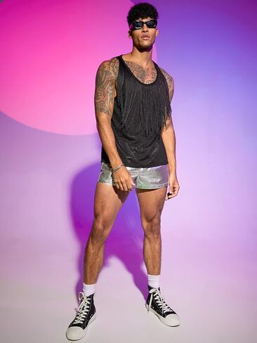 WDIRARA Men's Mesh See Through Sleeveless Tank Top Sheer Round Neck Tops in Saudi Arabia