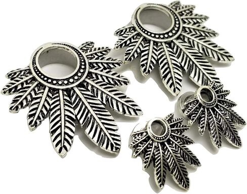 Stainless Steel Feathers Ear Plugs - Large Quality Screw-On Gauges - 7 Sizes - Pair - New! in Kuwait