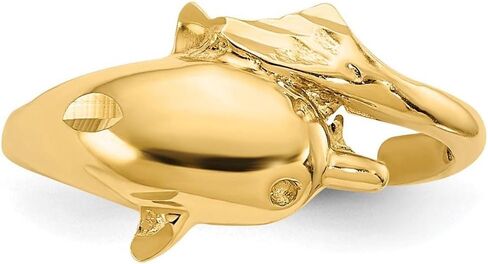 Million Charms 14k Yellow Gold Polished and Diamond-cut Dolphin Toe Ring in Saudi Arabia