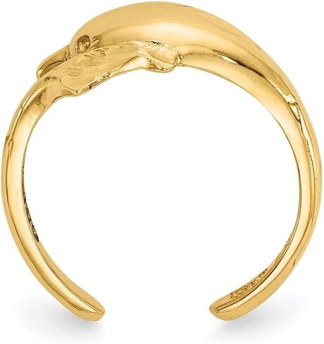 Million Charms 14k Yellow Gold Polished and Diamond-cut Dolphin Toe Ring in Saudi Arabia