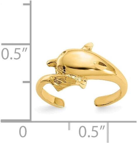 Million Charms 14k Yellow Gold Polished and Diamond-cut Dolphin Toe Ring in Saudi Arabia