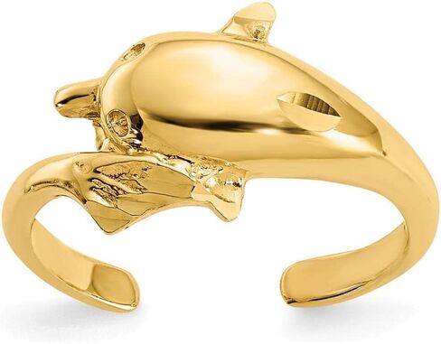 Million Charms 14k Yellow Gold Polished and Diamond-cut Dolphin Toe Ring in Saudi Arabia