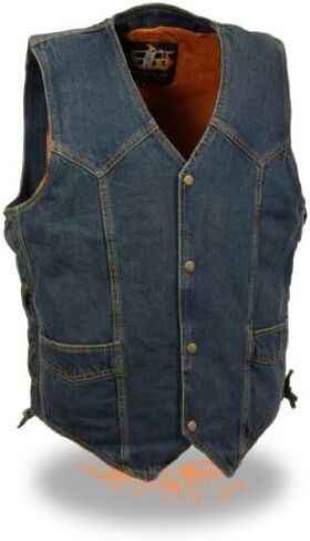 Milwaukee - Men's 100% Cotton Side Lace Blue Denim Vest in Saudi Arabia