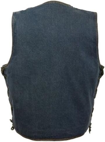 Milwaukee - Men's 100% Cotton Side Lace Blue Denim Vest in Saudi Arabia