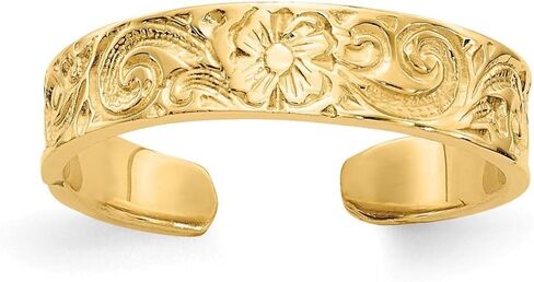 Million Charms 14k Yellow Gold Flower/Scroll Toe Ring in Saudi Arabia