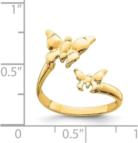 Million Charms 14k Yellow Gold Polished Butterfly Toe Ring in Kuwait
