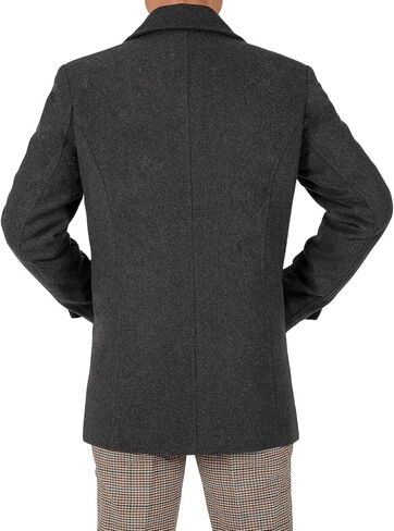 Bonnorth Men's Wool Blend Quilted Lined Double Breasted Pea Coat Winter Warm Classic Notched Collar Overcoat in Saudi Arabia