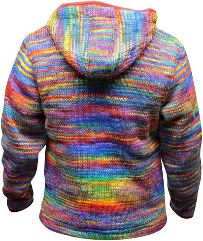 Shopoholic Fashion Tie Dye Hooded Wool Jacket, Fleece Lined Long Sleeve Full Zip Hoodie Hippie Sweater for Men in Kuwait