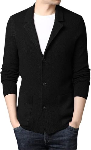 Autumn Men's Wool Knit Jacket Business Casual Single-Breasted Sweater Cardigan Jacket in Saudi Arabia