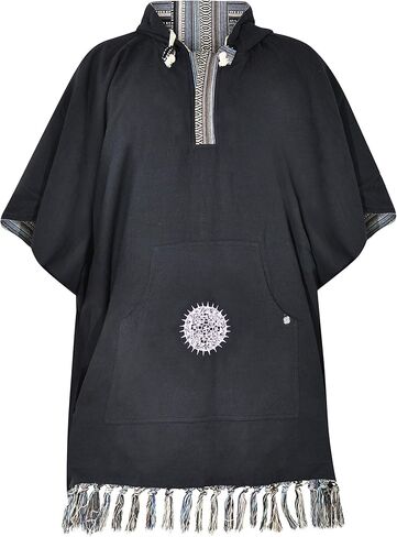 virblatt - Mexican poncho men | 100 % cotton | blanket poncho | reversible | wool poncho hippie Baja hoodie pancho cloak in Kuwait