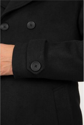 Men's Long Wool Blend Coat Double Breasted Trench Pea Coat Winter Wool Overcoat Top Coat in Saudi Arabia