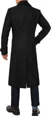 Men's Long Wool Blend Coat Double Breasted Trench Pea Coat Winter Wool Overcoat Top Coat in Saudi Arabia