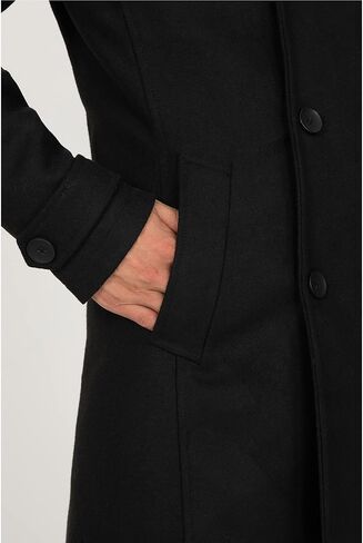 Men's Long Wool Blend Coat Double Breasted Trench Pea Coat Winter Wool Overcoat Top Coat in Saudi Arabia