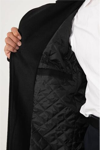 Men's Long Wool Blend Coat Double Breasted Trench Pea Coat Winter Wool Overcoat Top Coat in Saudi Arabia