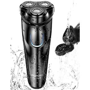 Electric Razor for Men,FLYCO Wet & Dry Mens Razors for Shaving Electric Cordless With Pop-up Trimmer,Rotary Razors Electric Shavers for Men Waterproof Rechargeable -Black in Kuwait
