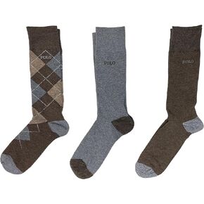 Polo Ralph Lauren Men's Dress Argyle Crew Socks 3 Pack (10-13, Brown(ZP899846PKN)/G_B) in Saudi Arabia
