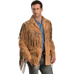 Scully Western Coat Mens Leather Concho Button Fringe Bead F0_758 in Kuwait